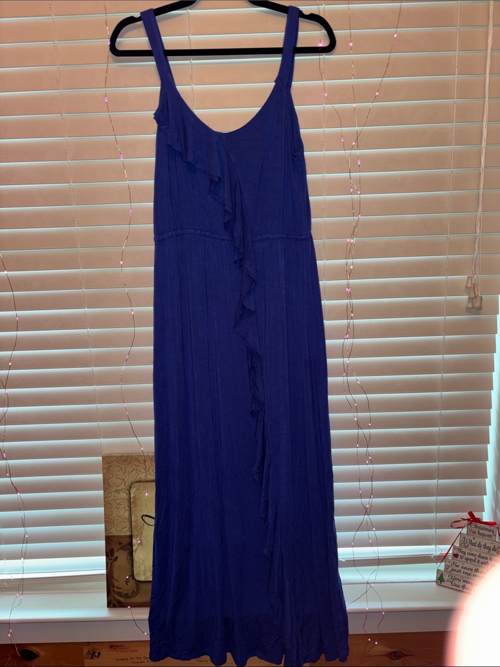 Milano Women’s Medium Navy Blue Maxi Dress with Ruffle Front PTP 18